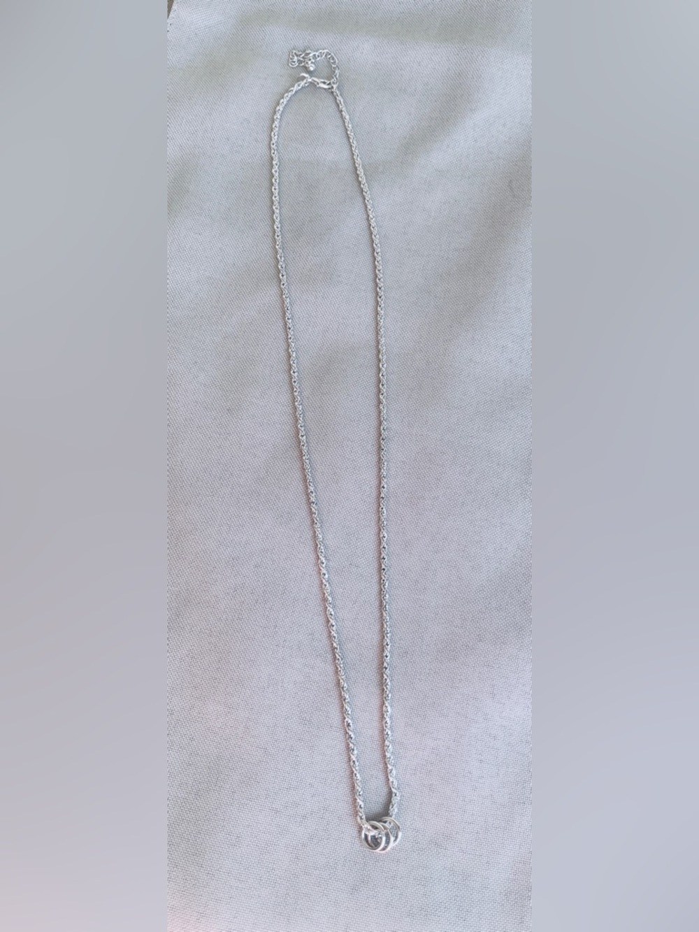 Silver Tone Rope Chain Necklace w/ Lobster Clasp & Adjustable Extender